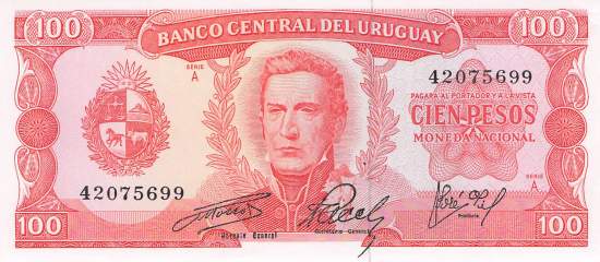 Uruguay 100 Pesos p47a-9 1967